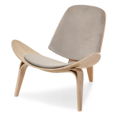 DAHL Designer Sessel - Hellbeige / Eiche