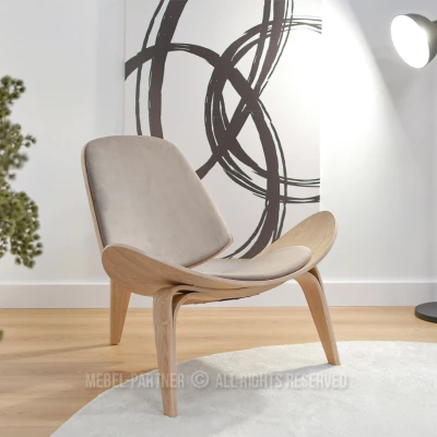 DAHL Designer Sessel - Hellbeige / Eiche