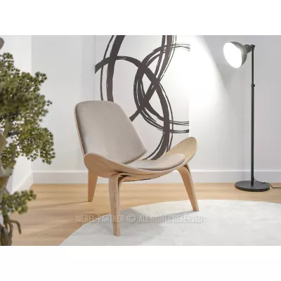 DAHL Designer Sessel - Hellbeige / Eiche