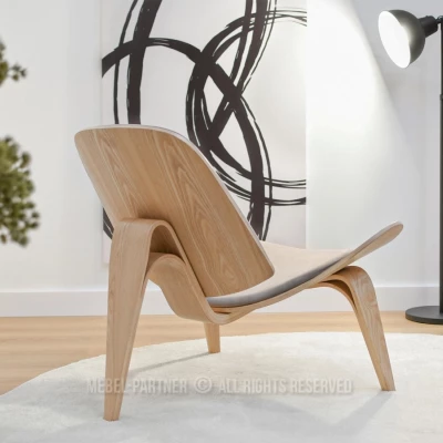 DAHL Designer Sessel - Hellbeige / Eiche