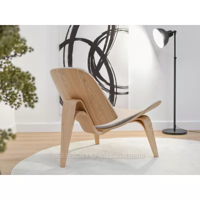 DAHL Designer Sessel - Hellbeige / Eiche