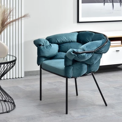 Designer-Polstersessel BARTOL – Türkis/Schwarz