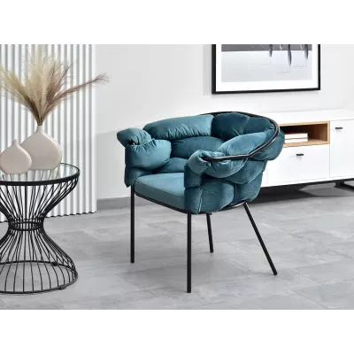Designer-Polstersessel BARTOL – Türkis/Schwarz