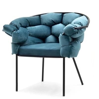 Designer-Polstersessel BARTOL – Türkis/Schwarz