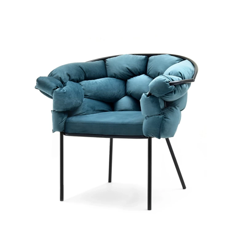 Designer-Polstersessel BARTOL – Türkis/Schwarz