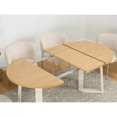 Runder Ausziehtisch 100(180)x100 RAJAN - Steineiche / Creme