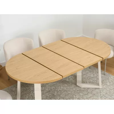 Runder Ausziehtisch 100(180)x100 RAJAN - Steineiche / Creme