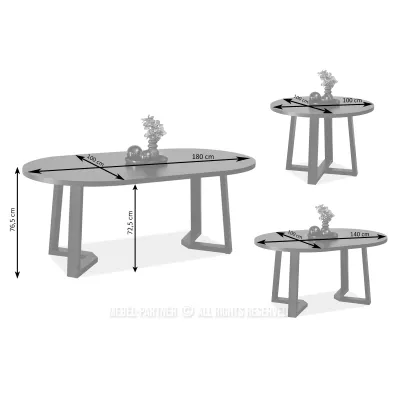 Runder ausziehbarer Tisch 100(180)x100 RAJAN - Walnuss / Schwarz