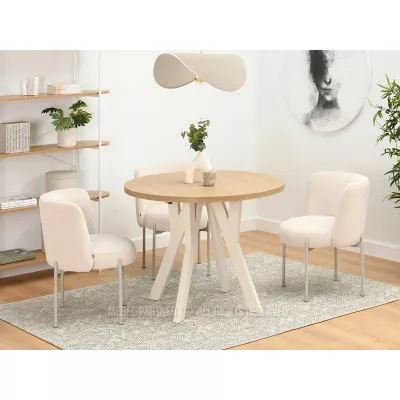 Runder Ausziehtisch 100(180)x100 WENDER - Steineiche / Creme