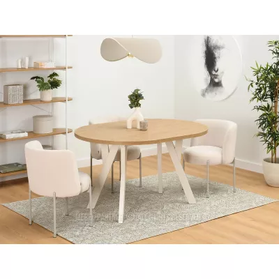 Runder Ausziehtisch 100(180)x100 WENDER - Steineiche / Creme