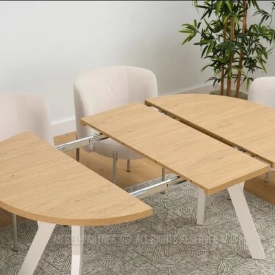 Runder Ausziehtisch 100(180)x100 WENDER - Steineiche / Creme