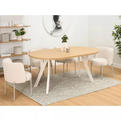 Runder Ausziehtisch 100(180)x100 WENDER - Steineiche / Creme