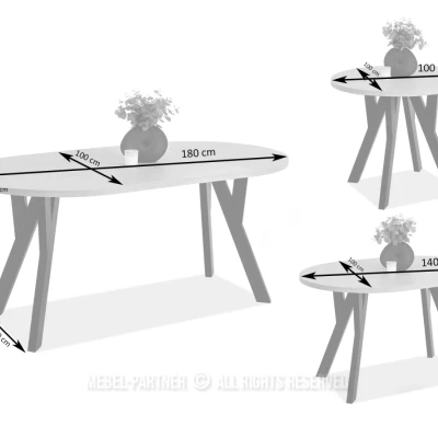 Runder ausziehbarer Tisch 100(180)x100 WENDER - Walnuss / Schwarz