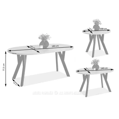 Runder ausziehbarer Tisch 100(180)x100 WENDER - Walnuss / Schwarz