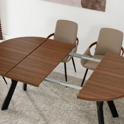Runder ausziehbarer Tisch 100(180)x100 WENDER - Walnuss / Schwarz