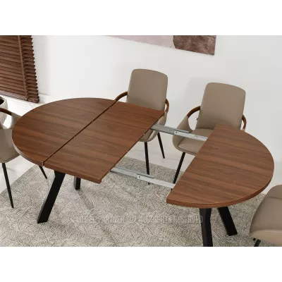 Runder ausziehbarer Tisch 100(180)x100 WENDER - Walnuss / Schwarz