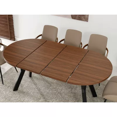 Runder ausziehbarer Tisch 100(180)x100 WENDER - Walnuss / Schwarz