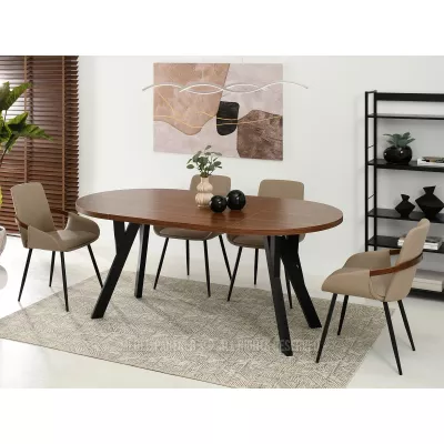 Runder ausziehbarer Tisch 100(180)x100 WENDER - Walnuss / Schwarz