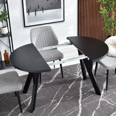 Runder ausziehbarer Tisch 100(180)x100 WENDER - schwarz