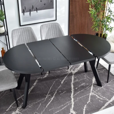 Runder ausziehbarer Tisch 100(180)x100 WENDER - schwarz