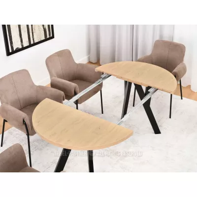 Runder Ausziehtisch 100(180)x100 WENDER - Steineiche / Schwarz