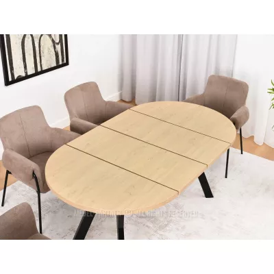 Runder Ausziehtisch 100(180)x100 WENDER - Steineiche / Schwarz