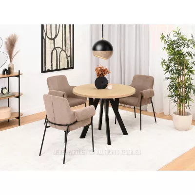 Runder Ausziehtisch 100(180)x100 WENDER - Steineiche / Schwarz
