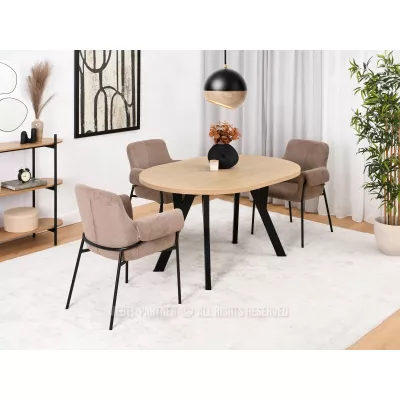 Runder Ausziehtisch 100(180)x100 WENDER - Steineiche / Schwarz