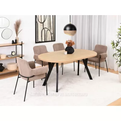 Runder Ausziehtisch 100(180)x100 WENDER - Steineiche / Schwarz