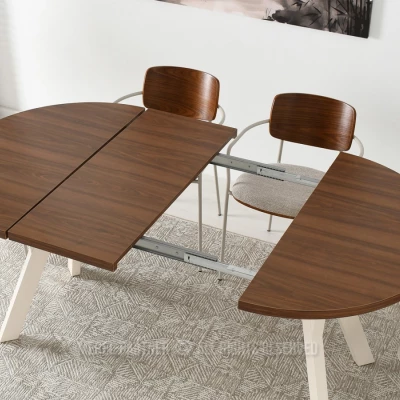 Runder ausziehbarer Tisch 100(180)x100 WENDER - Walnuss / Creme