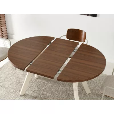 Runder ausziehbarer Tisch 100(180)x100 WENDER - Walnuss / Creme
