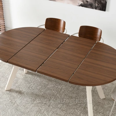 Runder ausziehbarer Tisch 100(180)x100 WENDER - Walnuss / Creme