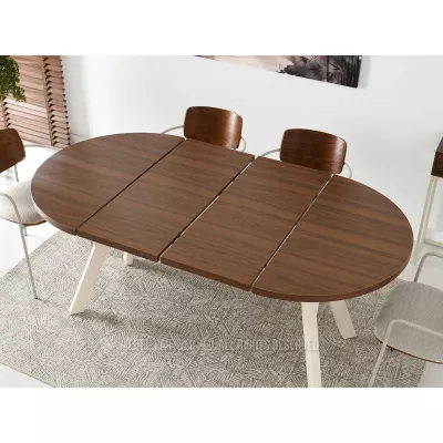 Runder ausziehbarer Tisch 100(180)x100 WENDER - Walnuss / Creme