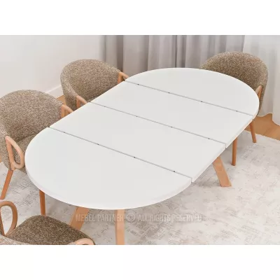 Runder ausziehbarer Tisch 100(180)x100 WENDER - weiß / Buche