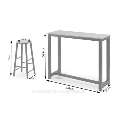 Barset 120x40 SERGIO - Beton / Schwarz