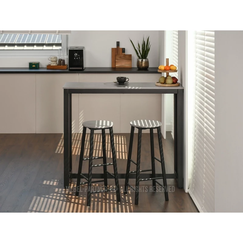 Barset 120x40 SERGIO - Beton / Schwarz
