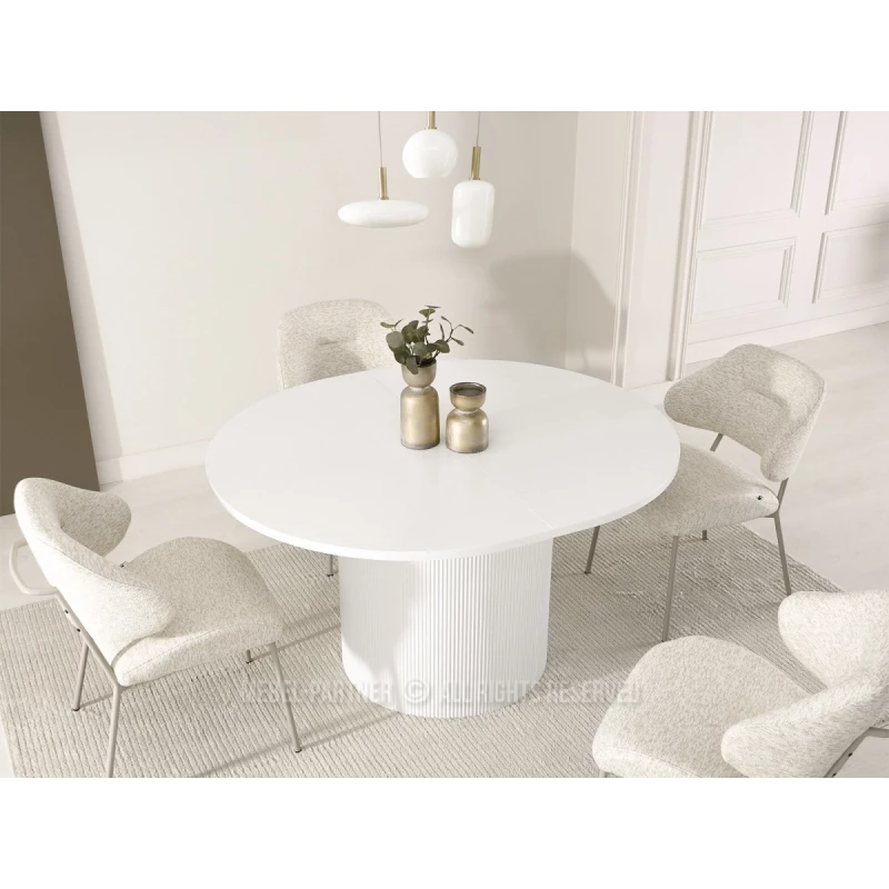 Ausziehbarer Designertisch 140(180)x120 LARSON - weiß