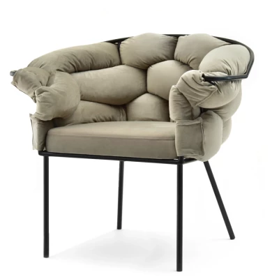 Designer-Polstersessel BARTOL – Sand/Schwarz