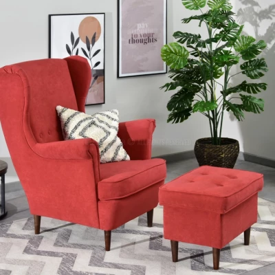 Polsterhocker DENIZ - orange / walnuss Polsterhocker DENIZ - orange / walnuss