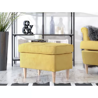 Polsterhocker DENIZ - gelb / Buche