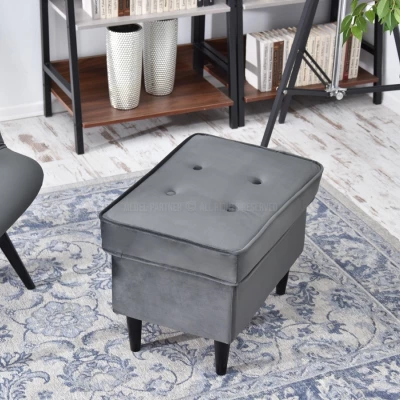 Polsterhocker DENIZ - dunkelgrau/schwarz Polsterhocker DENIZ - dunkelgrau/schwarz