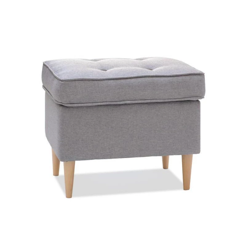 Polsterhocker DENIZ - grau / Buche Polsterhocker DENIZ - grau / Buche