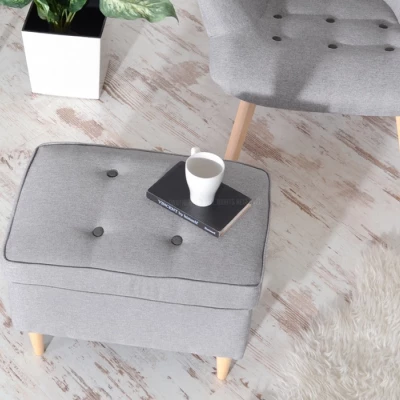 Polsterhocker DENIZ - grau / Buche Polsterhocker DENIZ - grau / Buche