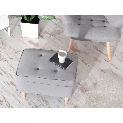 Polsterhocker DENIZ - grau / Buche