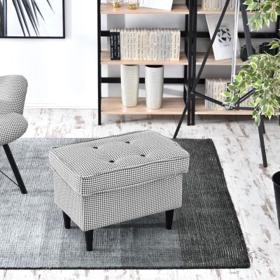 Polsterhocker DENIZ - schwarz-weiß / schwarz Polsterhocker DENIZ - schwarz-weiß / schwarz