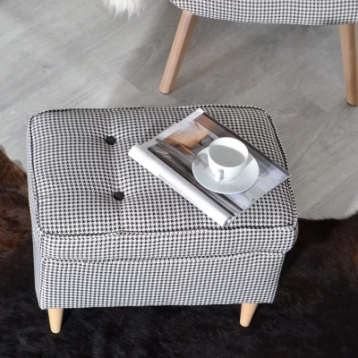 Polsterhocker DENIZ - schwarz-weiß / Buche Polsterhocker DENIZ - schwarz-weiß / Buche