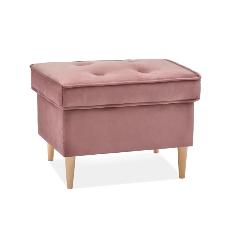 Polsterhocker DENIZ - pastellrosa / Buche Polsterhocker DENIZ - pastellrosa / Buche