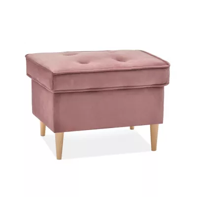 Polsterhocker DENIZ - pastellrosa / Buche