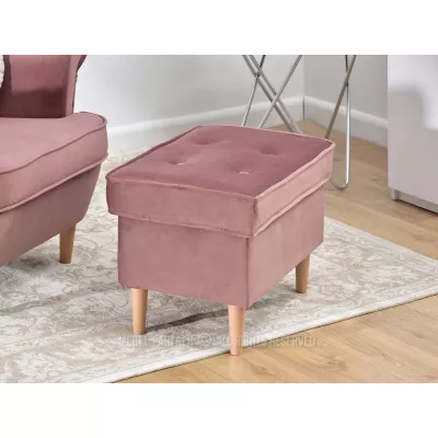 Polsterhocker DENIZ - pastellrosa / Buche