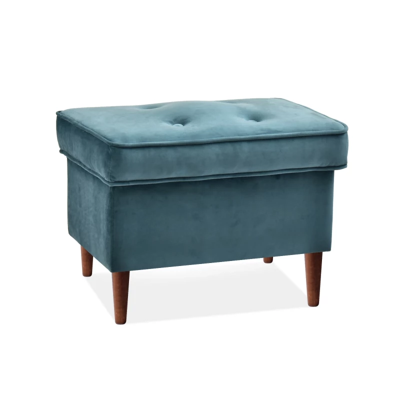 Polsterhocker DENIZ - petrol / walnuss Polsterhocker DENIZ - petrol / walnuss